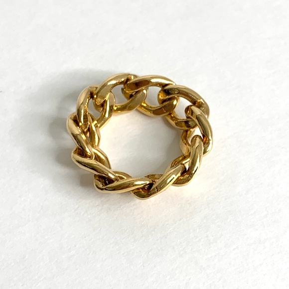 14k Yellow Gold Filled Cuban Curb Link Ring SIZE 6.5 - Picture 6 of 15